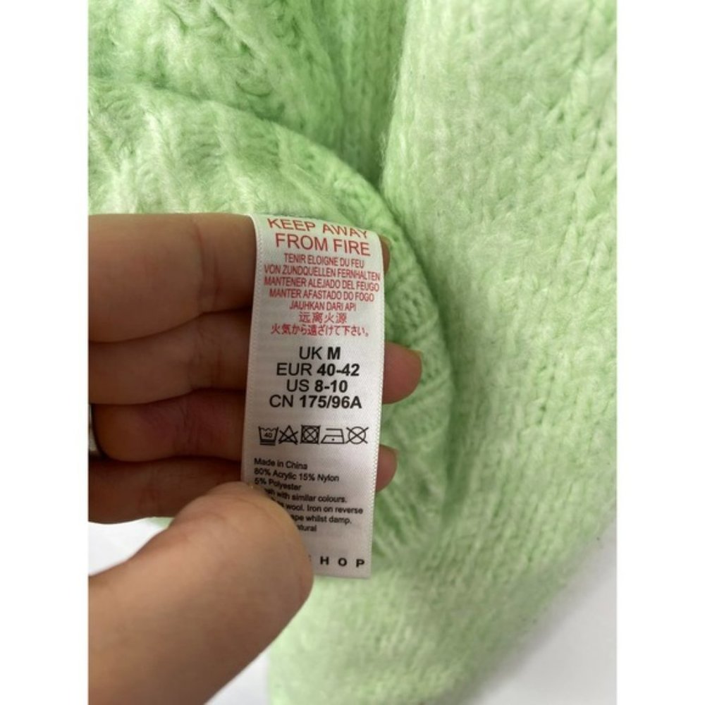 Topshop Pleated Sleeve Crew Neck Women's Sweater Pastel Green Size: Medium NWOT - Picture 5 of 6